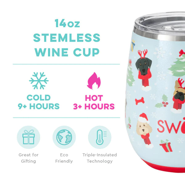 Swig : Santa Paws Stemless Wine Cup (14oz)